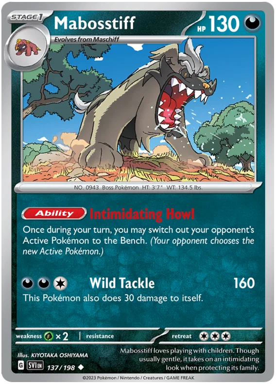 Mabosstiff #137 common Pokémon kaart uit de Scarlet & Violet basisset