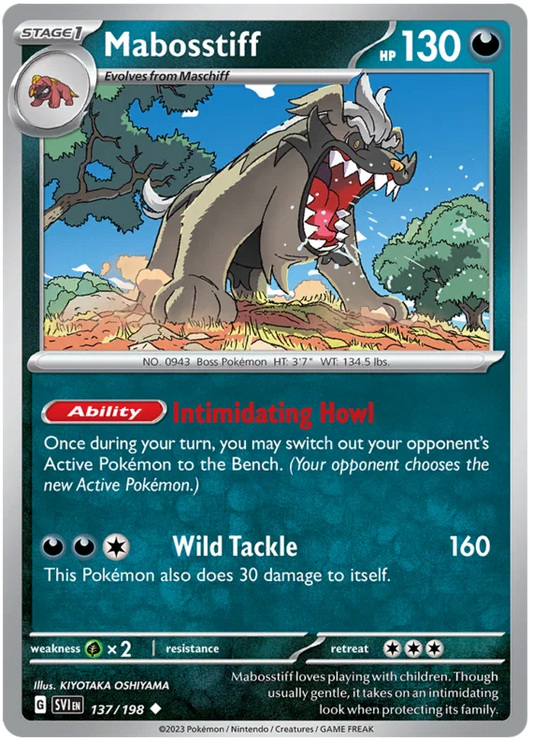 Mabosstiff #137 common Pokémon kaart uit de Scarlet & Violet basisset