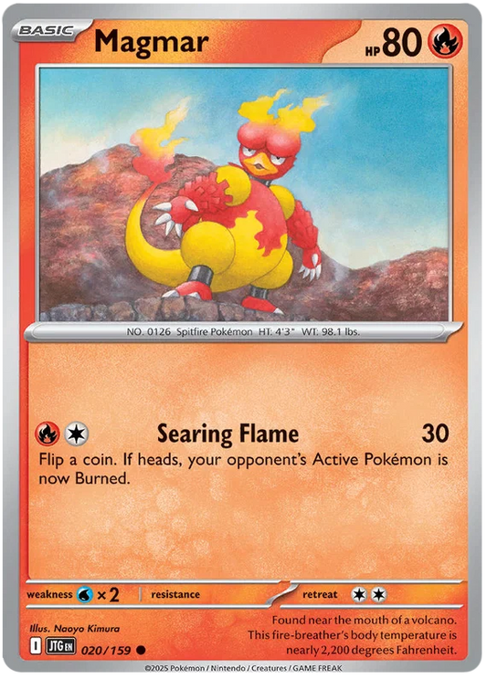 Magmar common Pokémon kaart nummer 020 uit de Journey Together set