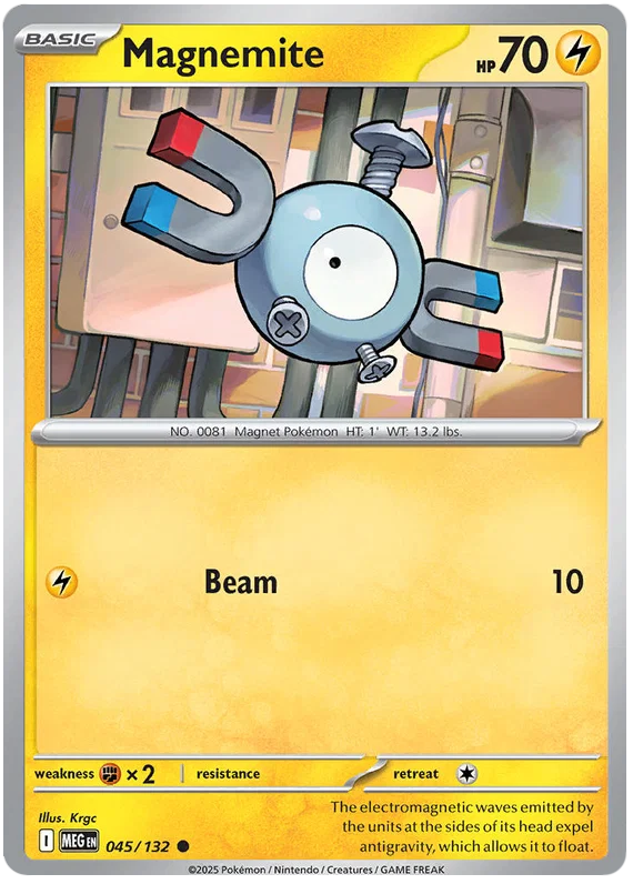 Pokémon Magnemite #045 common kaart uit de Mega Evolution set