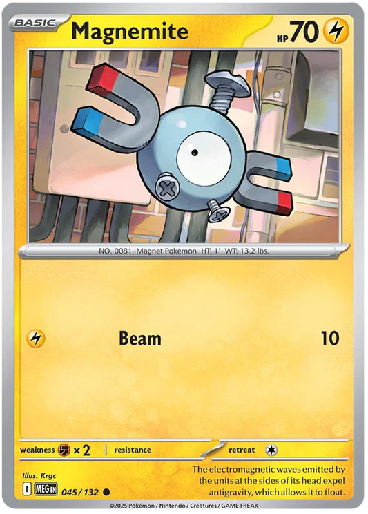 Pokémon Magnemite #045 common kaart uit de Mega Evolution set