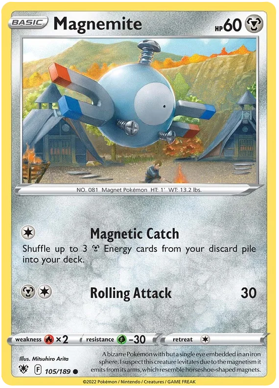 Magnemite common kaart 105/189 uit de Pokémon Astral Radiance set