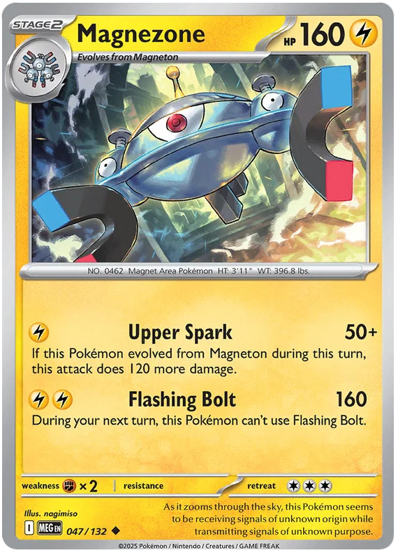 Pokémon Magnezone common kaart nummer 047 uit de Mega Evolution set