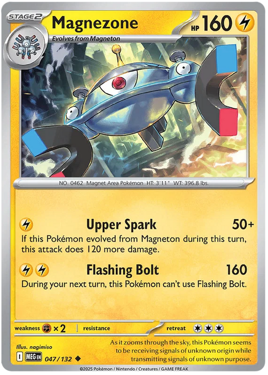 Pokémon Magnezone common kaart nummer 047 uit de Mega Evolution set