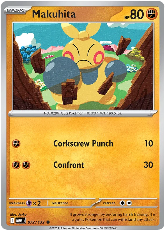 Pokémon Makuhita #072 common kaart uit de Mega Evolution set