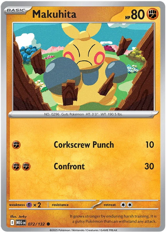 Pokémon Makuhita #072 common kaart uit de Mega Evolution set