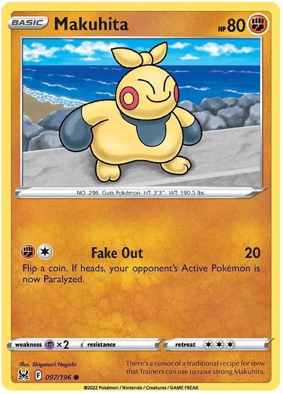 Makuhita common kaart 097/196 uit de Pokémon Lost Origin set