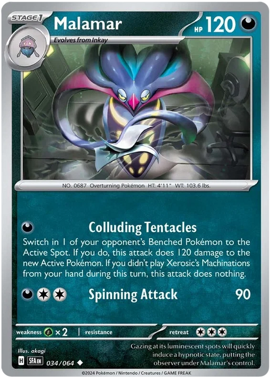 Malamar common Pokémon kaart #034 uit de Shrouded Fable set