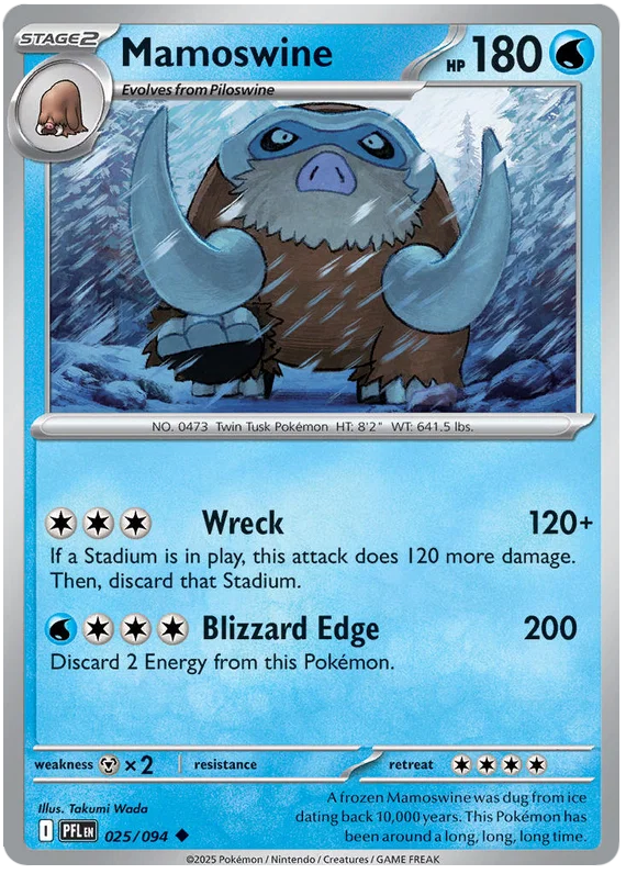 Pokémon Mamoswine #025 common kaart uit de Phantasmal Flames set