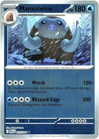 Mamoswine #025 Reverse Holo kaart uit de Pokémon set Phantasmal Flames