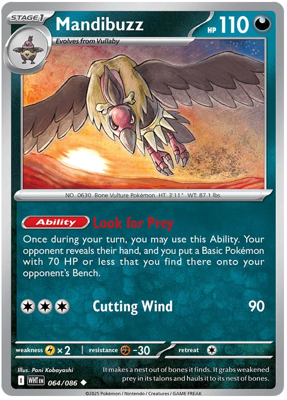Mandibuzz common kaart #064 uit de Pokémon White Flare set