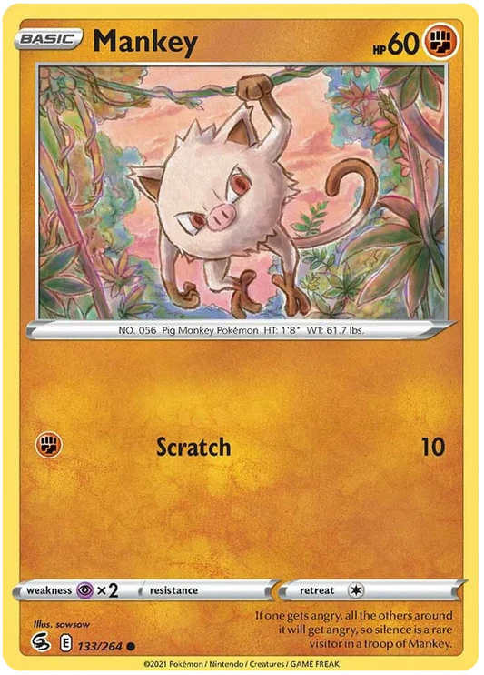 Mankey #133/264 common Pokémon kaart uit de Fusion Strike set