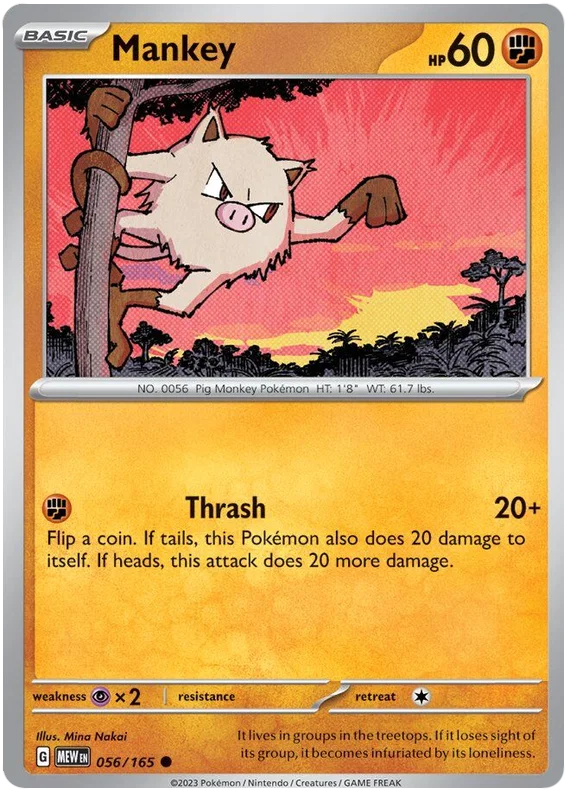 Mankey common kaart #056/165 uit de Pokémon 151 set