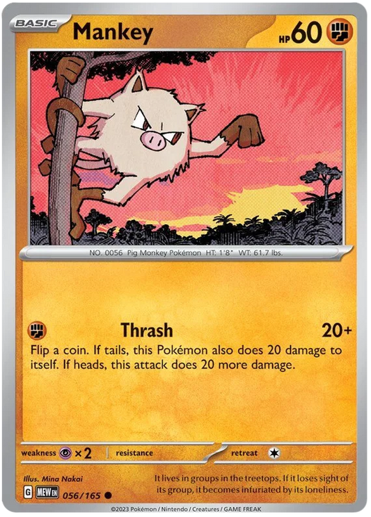 Mankey common kaart #056/165 uit de Pokémon 151 set
