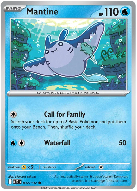 Pokémon kaart Mantine #032 common uit de Mega Evolution set