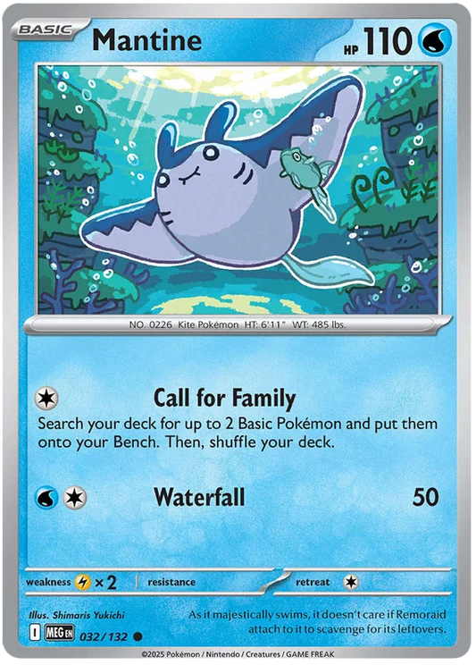 Pokémon kaart Mantine #032 common uit de Mega Evolution set