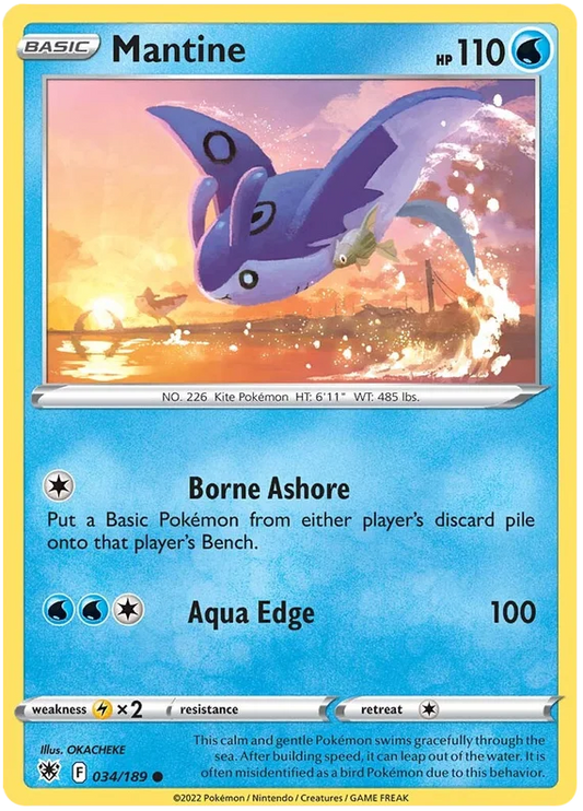 Pokémon Mantine kaart 034/189 uit de Astral Radiance set, common rariteit