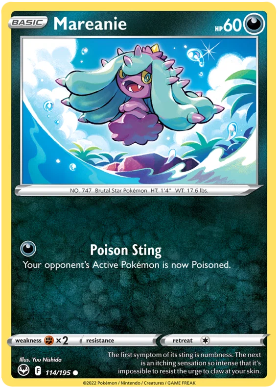 Mareanie common #114/195 Pokémon kaart uit de Silver Tempest set