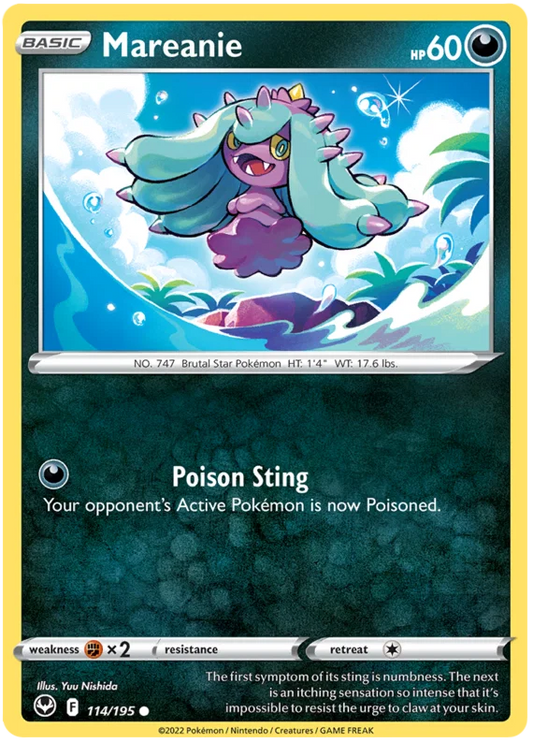 Mareanie common #114/195 Pokémon kaart uit de Silver Tempest set