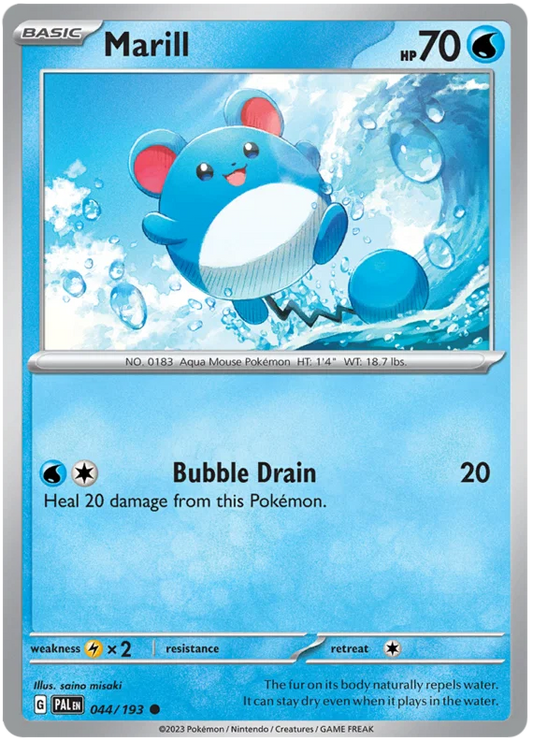 Marill #044 common Pokémon kaart uit de Paldea Evolved set