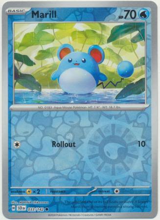 Marill Reverse Holo kaart nummer 033 uit de Pokémon Stellar Crown set
