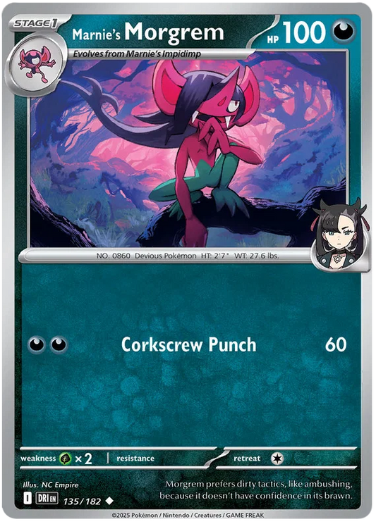 Pokemon Marnie's Morgrem common kaart nummer 135 uit Destined Rivals set