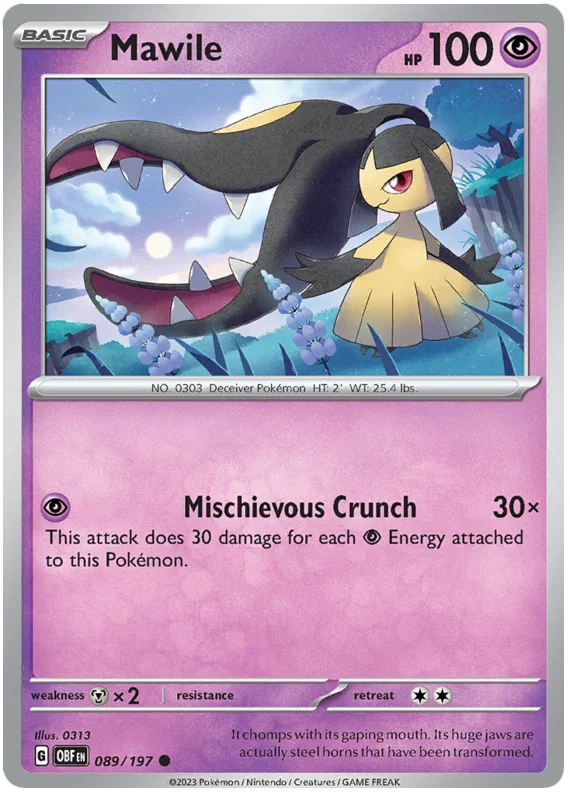 Mawile common kaart #089 uit de Pokémon Obsidian Flames set