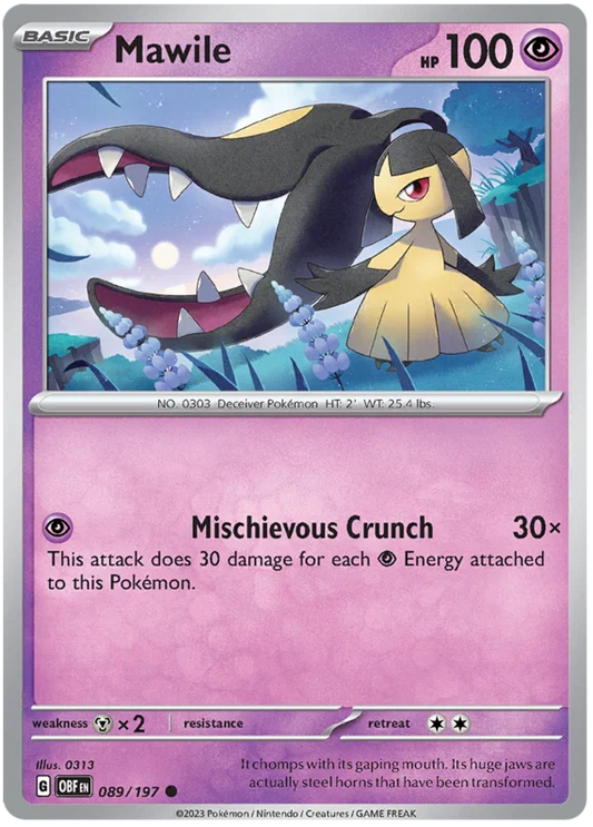 Mawile common kaart #089 uit de Pokémon Obsidian Flames set