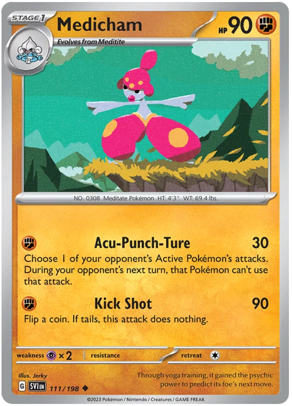 Medicham #111 common Pokémon kaart uit de Scarlet & Violet basisset