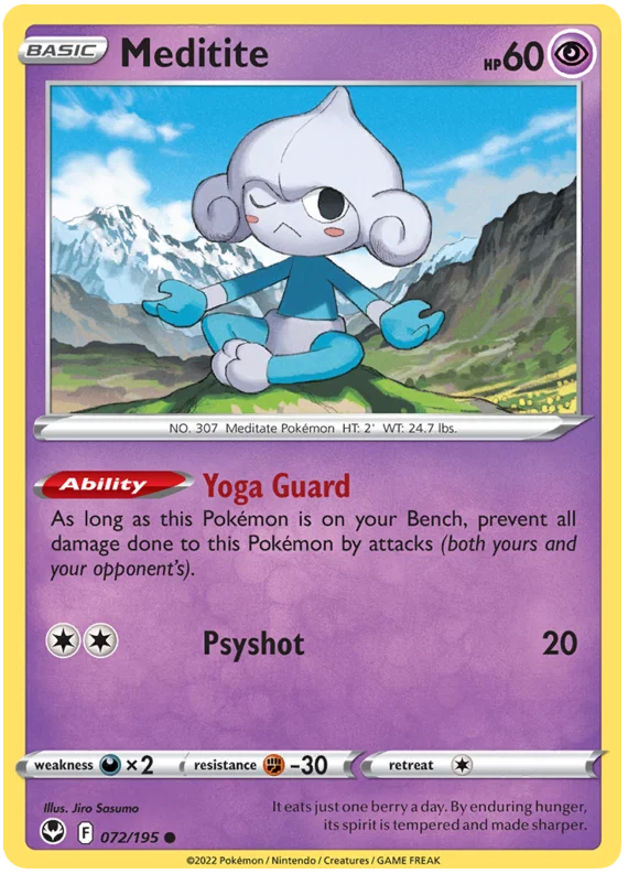 Meditite common kaart #072 uit de Pokémon Silver Tempest set