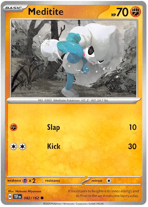 Pokémon Meditite #082 common kaart uit de Temporal Forces set