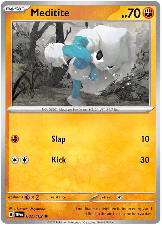 Pokémon Meditite #082 common kaart uit de Temporal Forces set