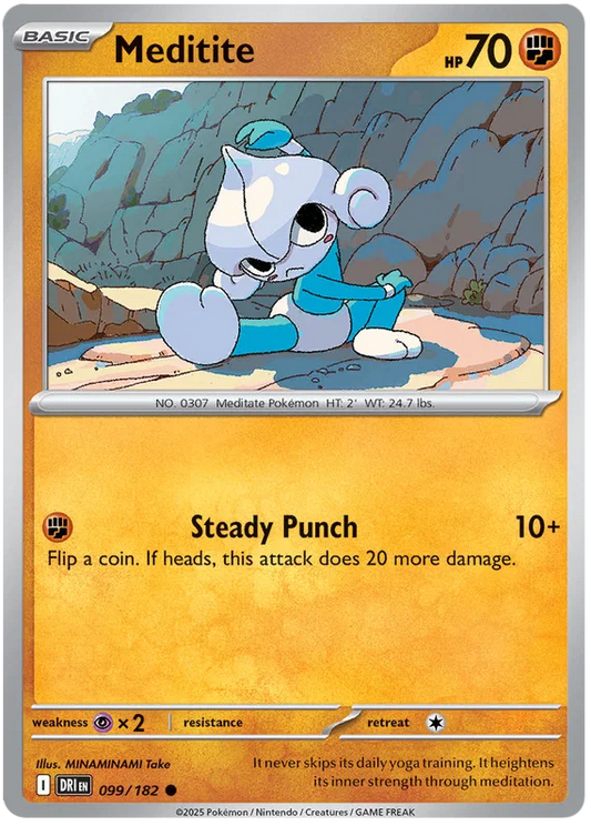 Pokémon Meditite common kaart nummer 099 uit Destined Rivals set