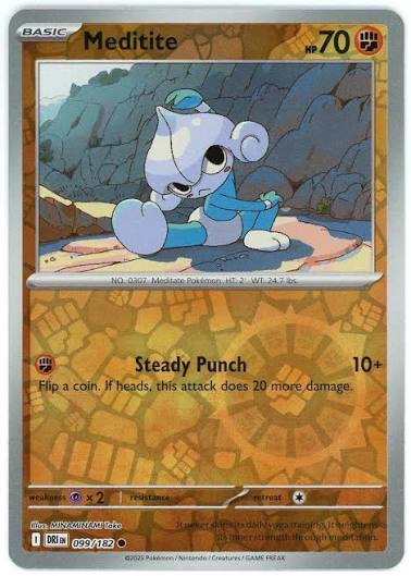 Meditite Reverse Holo #099 losse kaart uit de Pokémon Destined Rivals set