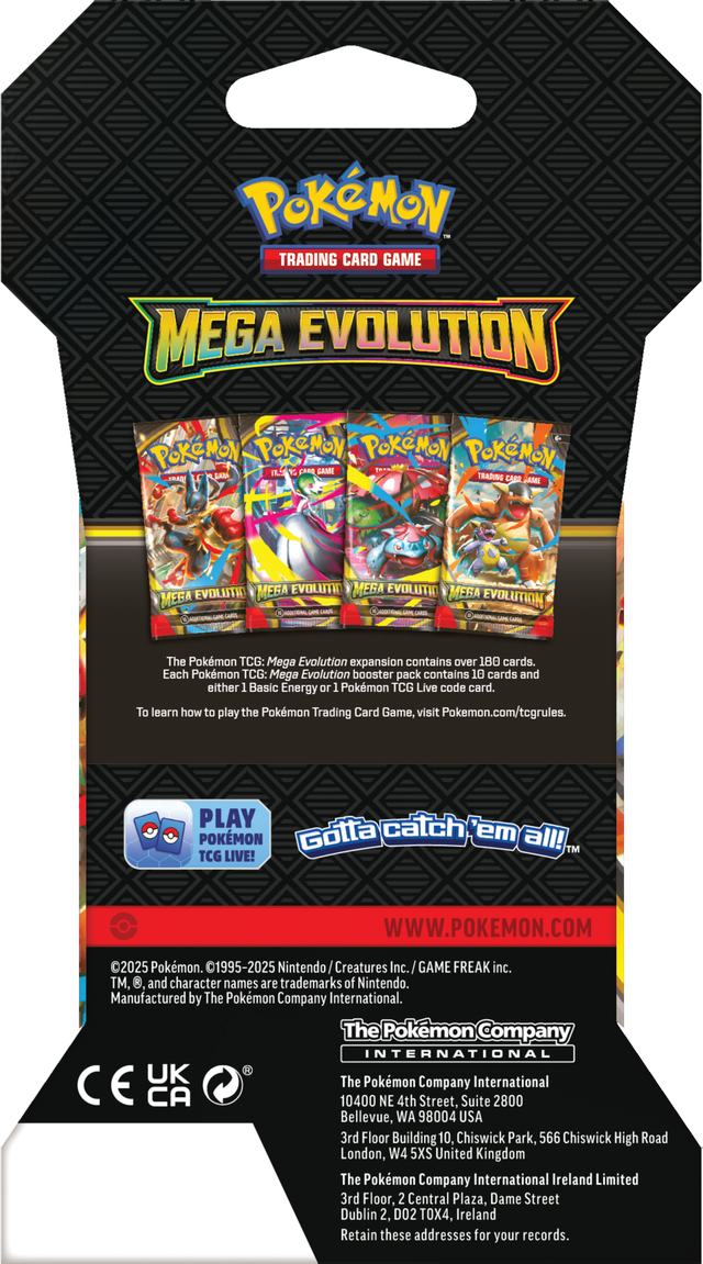 Pokémon Mega Evolution Base Sleeved Boosterpack met beschermende sleeves en kans op Mega Pokémon en zeldzame varianten.