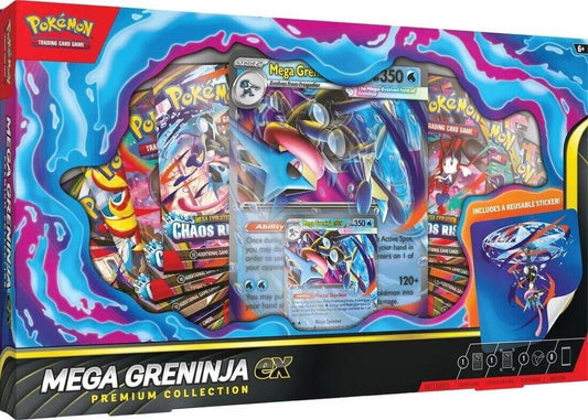 Pokémon Mega Greninja ex Premium Collection box met booster packs en promokaarten