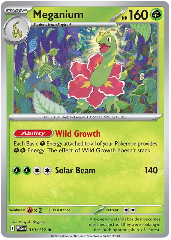 Meganium Holo #010 Pokémon kaart uit de Mega Evolution set
