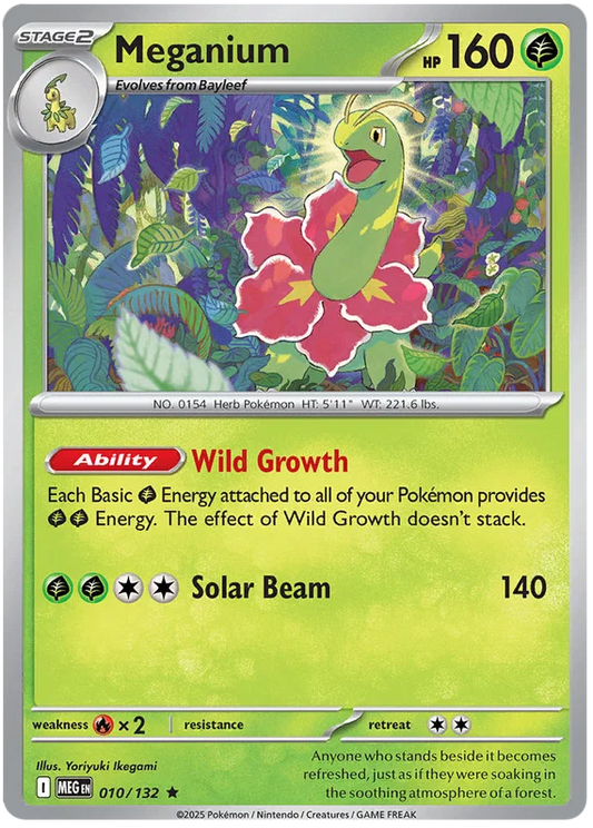 Meganium Holo #010 Pokémon kaart uit de Mega Evolution set