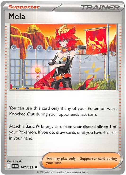 Mela common Pokémon kaart nummer 167 uit de Paradox Rift set