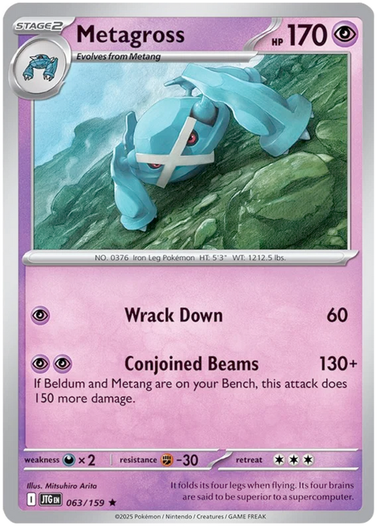 Metagross holo Pokémon kaart nummer 063 uit de set Journey Together