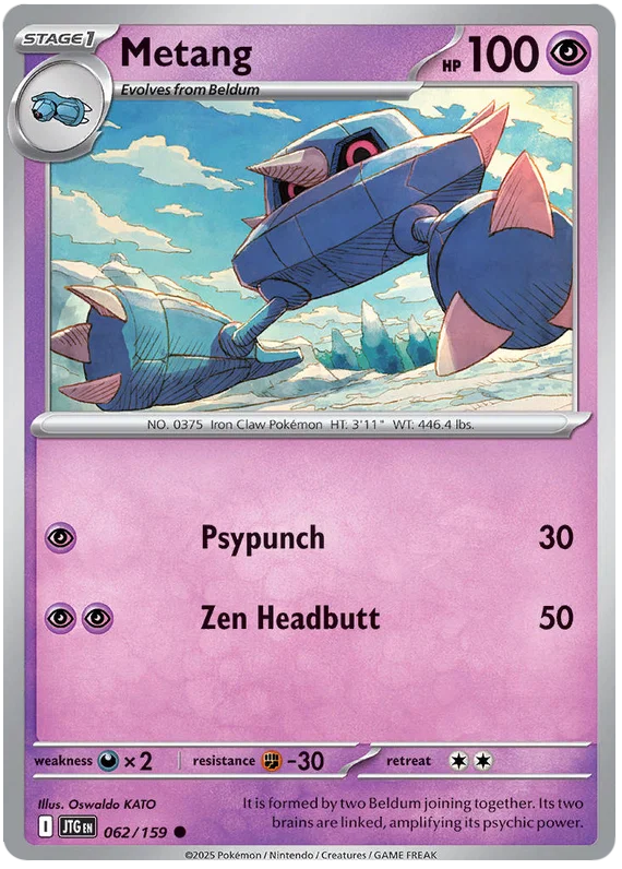 Pokémon Metang common kaart #062 uit de Journey Together set