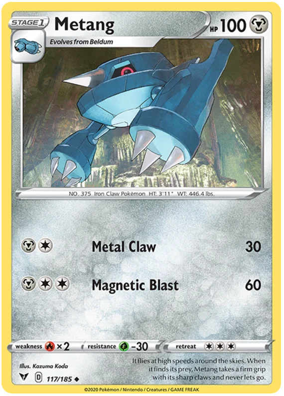 Metang common kaart nummer 117/185 uit de Pokémon Vivid Voltage set