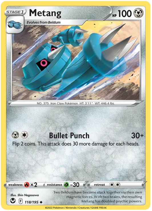 Metang common Pokémon kaart nummer 118 uit de Silver Tempest set