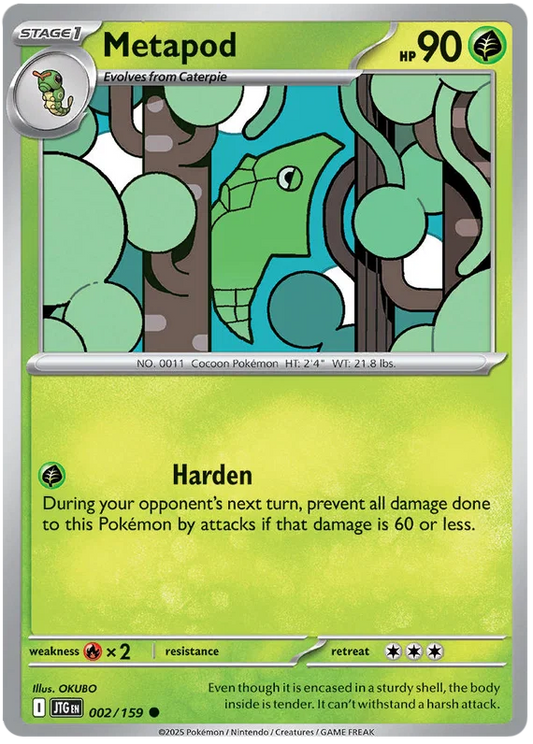 Pokémon Metapod #002 common kaart uit de Journey Together set