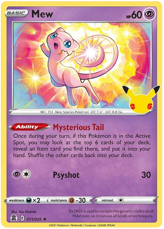 Mew Holo kaart nummer 011/025 uit de Pokémon Celebrations set
