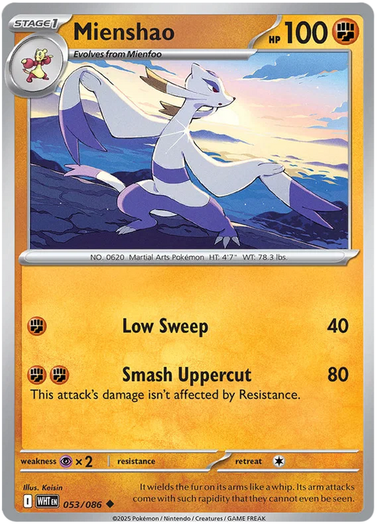 Pokémon Mienshao common kaart nummer 053 uit de White Flare set