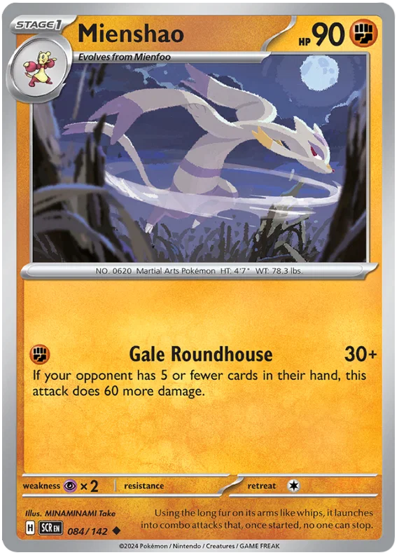 Pokémon Mienshao common kaart nummer 084 uit de Stellar Crown set