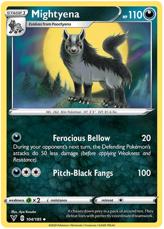 Pokémon Mightyena common kaart #104/185 uit Vivid Voltage set
