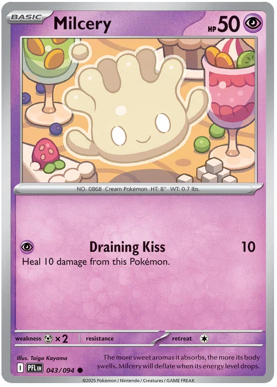 Milcery common kaart nummer 043 uit de Pokémon Phantasmal Flames set