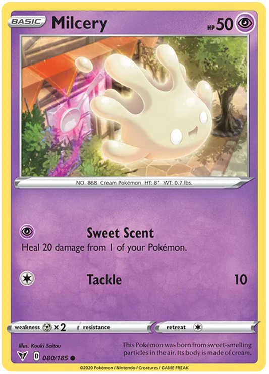 Pokémon Milcery 080/185 common kaart uit de Vivid Voltage set